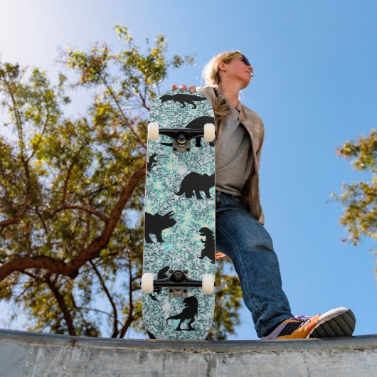 シルエットフィッシュシャークホエールグラディエントスパークルガラックス スケートボード (室外1)