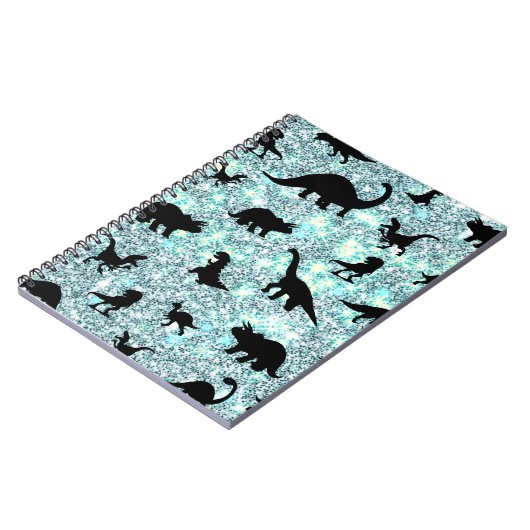 シルエットフィッシュシャークホエールグラディエントスパークルガラックス ノートブック (左側)