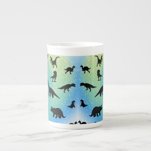 シルエットフィッシュシャークホエールグラディエントスパークルガラックス ボーンチャイナマグカップ (正面)