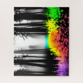 シルエットフォレ絵を描ストにスプラッタ虹 ジグソーパズル (縦)