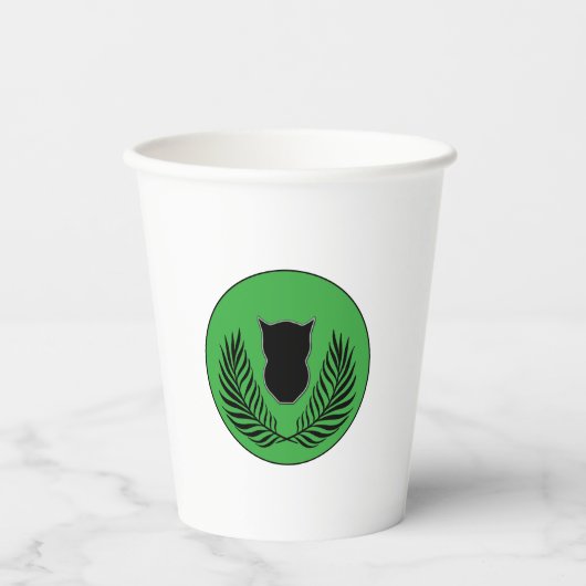 シルエットフクロウとシダ 紙コップ (正面)