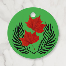 シルエットフクロウ、シダ、赤葉い フェイバータグ