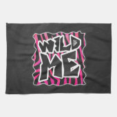 シルエットブラックとホットピンクゼブラ キッチンタオル (横)