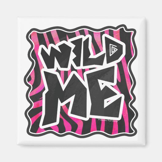 シルエットブラックとホットピンクゼブラ マグネット (正面)