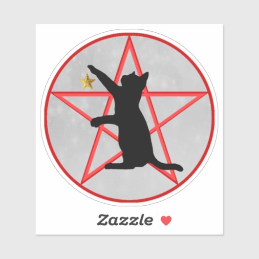 シルエットブラックキャットスパークル金ゴールドスターペンタグラム シール (シート)