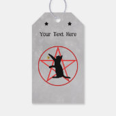 シルエットブラックキャット星付きレッドペンタグラムグレー ギフトタグ (裏面)