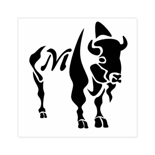 シルエットブラックバッファローモノグラム ラバースタンプ (インプリント)