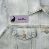 シルエットブラック座るウサギのライトパープル 名札 (インサイチュ)