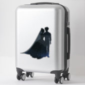 シルエットブルーのスパークル新郎新婦デカール シール (スーツケース)