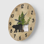 シルエットベア素朴カントリーマウンテン ラージ壁時計 (傾斜)