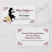 シルエットベーキングベーカリー料理クラスのパティシエ 名刺 (正面/裏面)