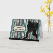 シルエットホッケープレーヤハッピーバースデーカード カード (黄色い花)