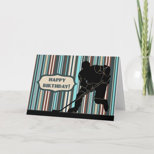 シルエットホッケープレーヤハッピーバースデーカード カード (正面)