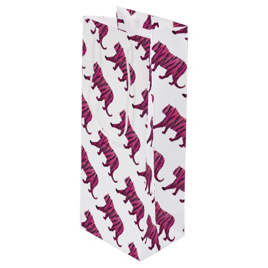 シルエットホットピンクとブラックタイガー ワインギフトバッグ (正面アングル)