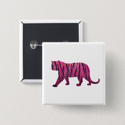 シルエットホットピンクとブラックタイガー 缶バッジ (正面&裏面)