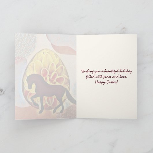 シルエットホースとイースターエッグカラフルイースター カード (内部)