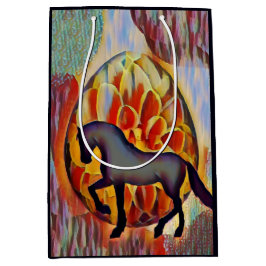 シルエットホースとイースターエッグカラフルイースター ミディアムペーパーバッグ