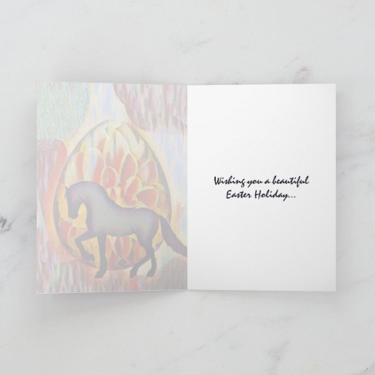 シルエットホースとイースターエッグハッピーイースター カード (内部)