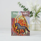 シルエットホースとイースターエッグハッピーイースター シーズンポストカード (スタンド正面)