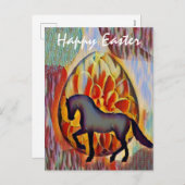 シルエットホースとイースターエッグハッピーイースター シーズンポストカード (正面/裏面)
