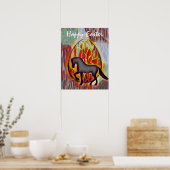 シルエットホースとイースターエッグハッピーイースター ポスター (キッチン)