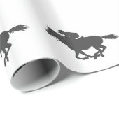 シルエットホースジョッキー-背景色を選択 ラッピングペーパー (ロールコーナー)