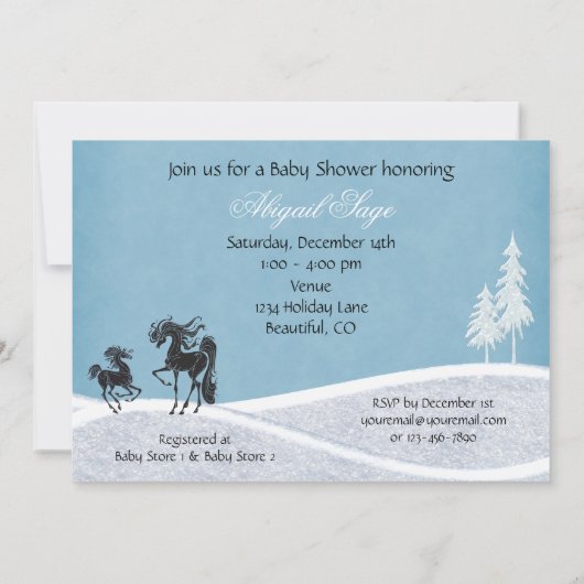 シルエットホース冬ベビーシャワー招待状 招待状 (裏面)