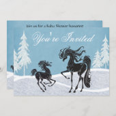シルエットホース冬ベビーシャワー招待状 招待状 (正面/裏面)