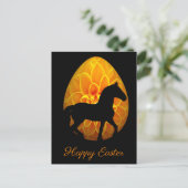 シルエットホース及びフラワーエッグハッピーイースター ポストカード (スタンド正面)