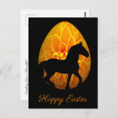 シルエットホース及びフラワーエッグハッピーイースター ポストカード (正面/裏面)