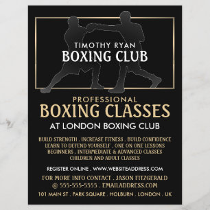 シルエットボクシングマッチ、ボクシングクラス広告フライヤー チラシ
