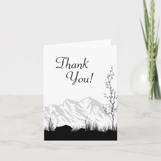 シルエットマウンテンブラック&ホワイトありがとう サンキューカード (正面)