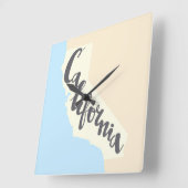 シルエットマップ付きカリフォルニアブラシレタリング スクエア壁時計 (傾斜)