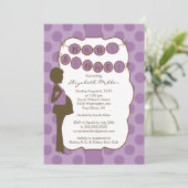 シルエットマムベビーシャワーガールパープルブラウン 招待状 (スタンド正面)