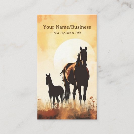 シルエットマーレとフォーアルホースサンセットエクエストリアン 名刺 (正面)