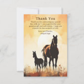 シルエットマーレとフォールサンセットホース赤ちゃんシャワー サンキューカード (正面)