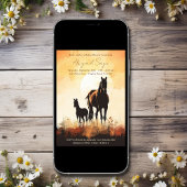 シルエットマーレとフォールサンセットホース赤ちゃんシャワー 招待状