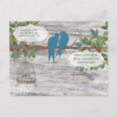 シルエットラブバード鳥かご木の日付を保存 案内ポストカード (裏面)