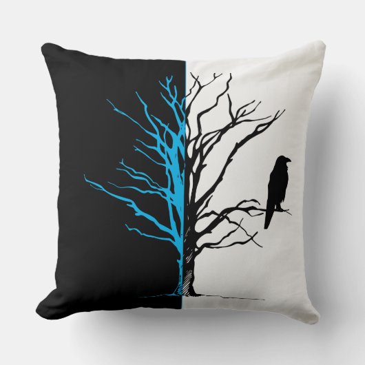 シルエットリバーシブルブラックバードレイヴン クッション (正面)