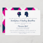 シルエットレディース同性愛者シャワー招待状 招待状 (正面/裏面)