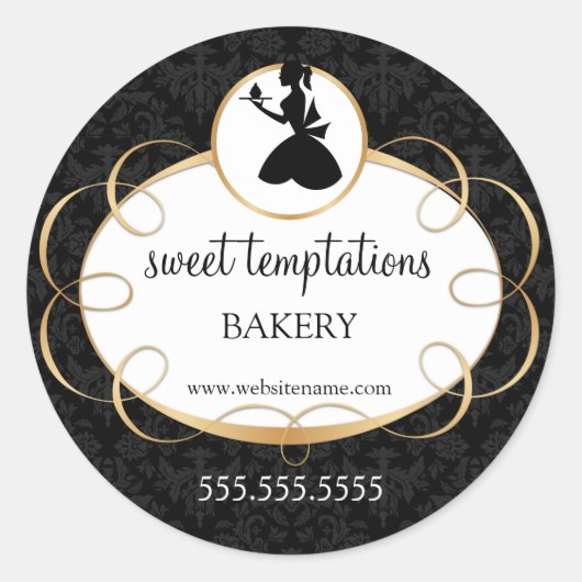 シルエットレディ&カップケーキベーカリー包装 ラウンドシール (正面)