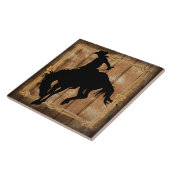 シルエットロードカウボーイオンバッキングブロンコホース タイル (側面)