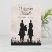 シルエット乗馬カップル結婚ウマ 招待状 (スタンド正面)