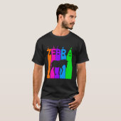 シルエット付きゼブラ動物のレインボーバブル Tシャツ (正面フル)