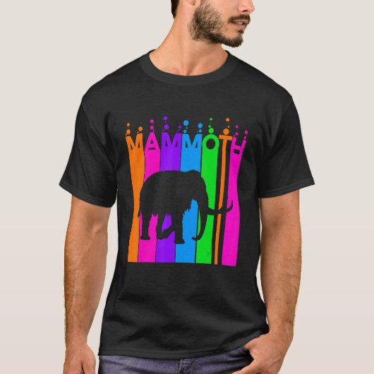シルエット付きマンモス動物の虹の泡 Tシャツ (正面)