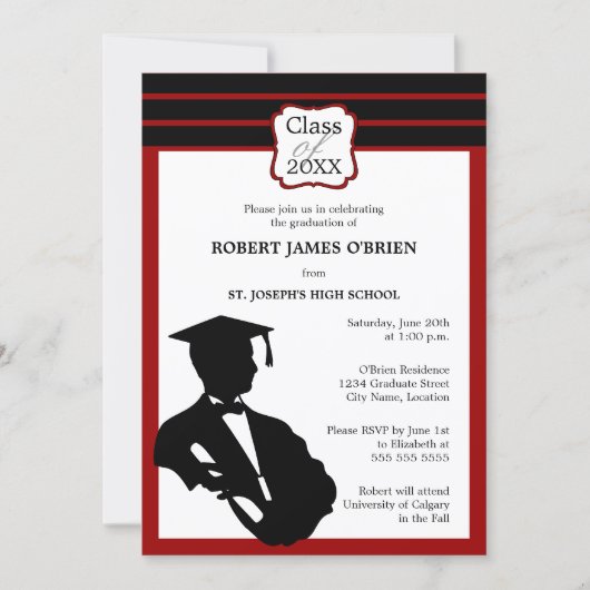 シルエット卒業発表 招待状 (正面)