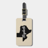 シルエット及び原稿の名前テキサス州 ラゲッジタグ (正面縦)