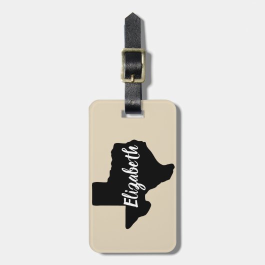 シルエット及び原稿の名前テキサス州 ラゲッジタグ (正面縦)