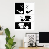 シルエット喫煙パイプとカップ ポスター (ホームオフィス)