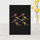 シルエット姿スケートで滑るスケーター カード (黄色い花)